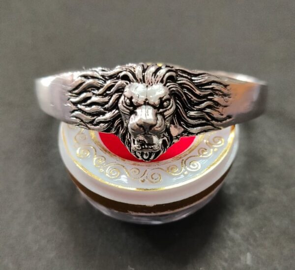 High Quality Lion Faced German Silver Metal Kada | Size- Adjustable