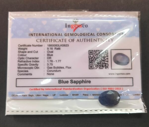 Certified Neelam Stone With Certificate(सर्टिफाइड नीलम स्टोन) | Weight- 8.30 carat - Image 2