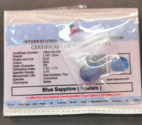Certified Neelam Stone With Certificate(सर्टिफाइड नीलम स्टोन) | Weight- 7.30 carat - Image 2