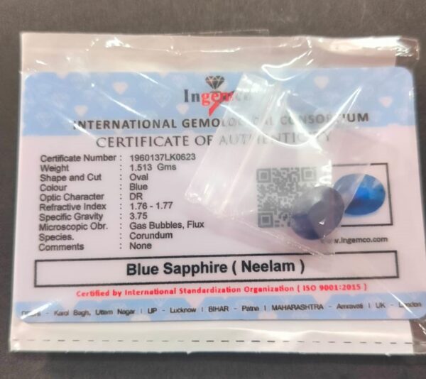 Certified Neelam Stone With Certificate(सर्टिफाइड नीलम स्टोन) | Weight- 7.50 carat - Image 2