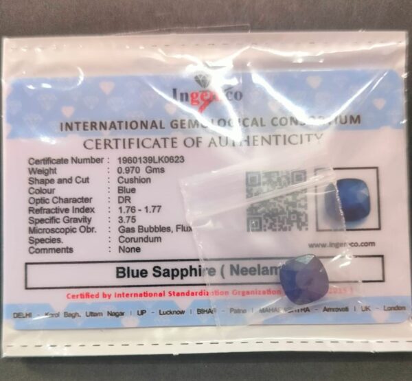 Certified Neelam Stone With Certificate(सर्टिफाइड नीलम स्टोन) | Weight- 4.90 carat - Image 2