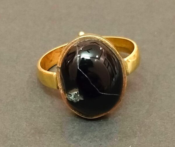 High Quality Certified Sulemani Hakik Stone Ring In Brass With Certificate(सुलेमानी हकीक स्टोन रिंग) | Size- Adjustable | Weight- 6.45 gram