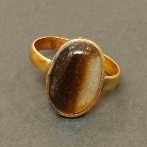 High Quality Certified Sulemani Hakik Stone Ring In Brass With Certificate(सुलेमानी हकीक स्टोन रिंग) | Size- Adjustable | Weight- 6.06 gram