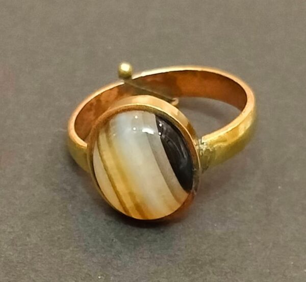 High Quality Certified Sulemani Hakik Stone Ring In Brass With Certificate(सुलेमानी हकीक स्टोन रिंग) | Size- Adjustable | Weight- 4.72 gram
