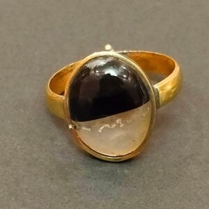 High Quality Certified Sulemani Hakik Stone Ring In Brass With Certificate(सुलेमानी हकीक स्टोन रिंग) | Size- Adjustable | Weight- 5.76 gram