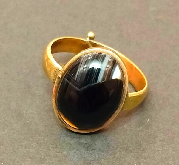 High Quality Certified Sulemani Hakik Stone Ring In Brass With Certificate(सुलेमानी हकीक स्टोन रिंग) | Size- Adjustable | Weight- 5.66 gram