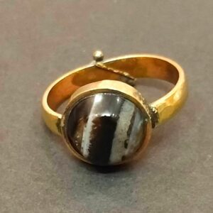 High Quality Certified Sulemani Hakik Stone Ring In Brass With Certificate(सुलेमानी हकीक स्टोन रिंग) | Size- Adjustable | Weight- 4.84 gram