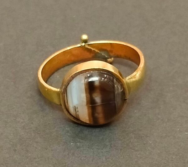 High Quality Certified Sulemani Hakik Stone Ring In Brass With Certificate(सुलेमानी हकीक स्टोन रिंग) | Size- Adjustable | Weight- 4.26 gram