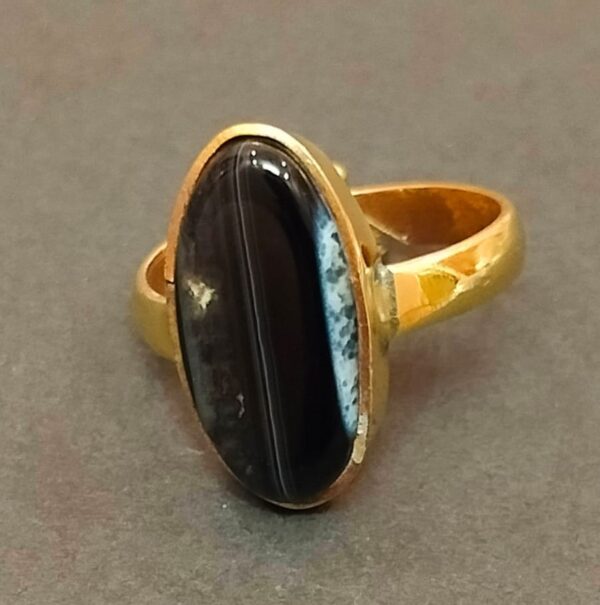 High Quality Certified Sulemani Hakik Stone Ring In Brass With Certificate(सुलेमानी हकीक स्टोन रिंग) | Size- Adjustable | Weight- 5.50 gram