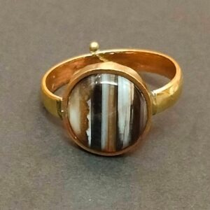High Quality Certified Sulemani Hakik Stone Ring In Brass With Certificate(सुलेमानी हकीक स्टोन रिंग) | Size- Adjustable | Weight- 4.74 gram