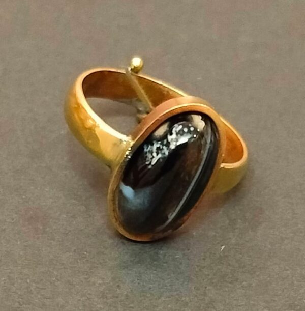 High Quality Certified Sulemani Hakik Stone Ring In Brass With Certificate(सुलेमानी हकीक स्टोन रिंग) | Size- Adjustable | Weight- 4.52 gram