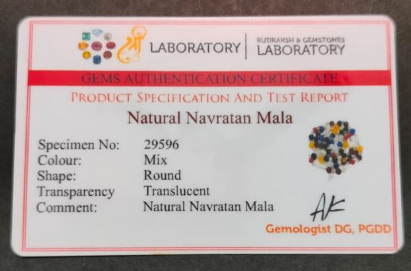 Certified Semi Precious Natural Navratan Mala(नवरत्न माला) With Certificate - Image 2
