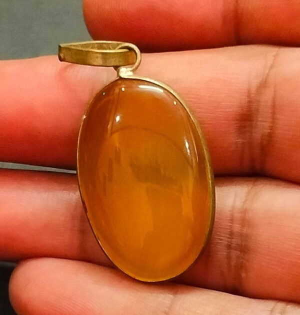 Big Size Hakik Stone Locket Brass(हकीक स्टोन लॉकेट ब्रास) , Weight- 39.80 carat