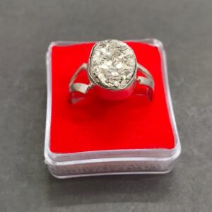 Silver Polished Brass Pyrite Stone Ring (ब्रास पाइराइट रिंग), Size Adjustable
